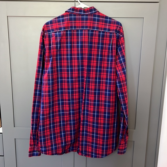 {Michael Kors}Mens Sz XL Classic Fit Blue/Wht/Red Plaid Long Sleeve Button Down - Picture 4 of 6